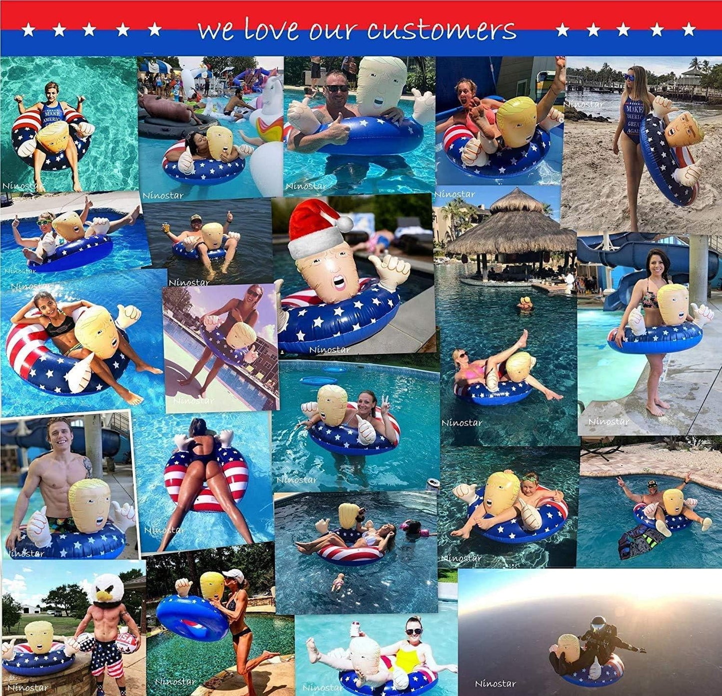 Pool Float Ring Inflatable Donald Trump Swimming Pool Tube for Adults and Kids 42 Inches