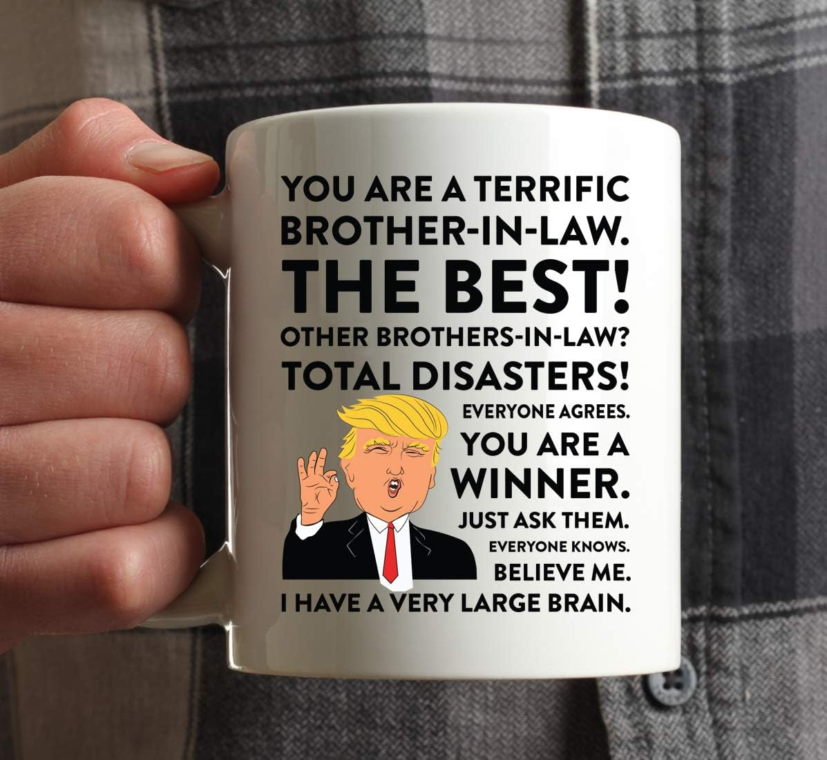 Funny President Donald Trump 11Oz. Coffee Mug Gift, Terrific Brother-In-Law, 1-Pack, Christmas Birthday Drinking Cup Republican Political Satire for Family in Laws Trump Brother Mug