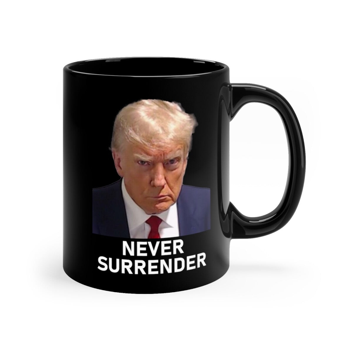 Trump Mug Shot Never Surrender Coffee Mug
