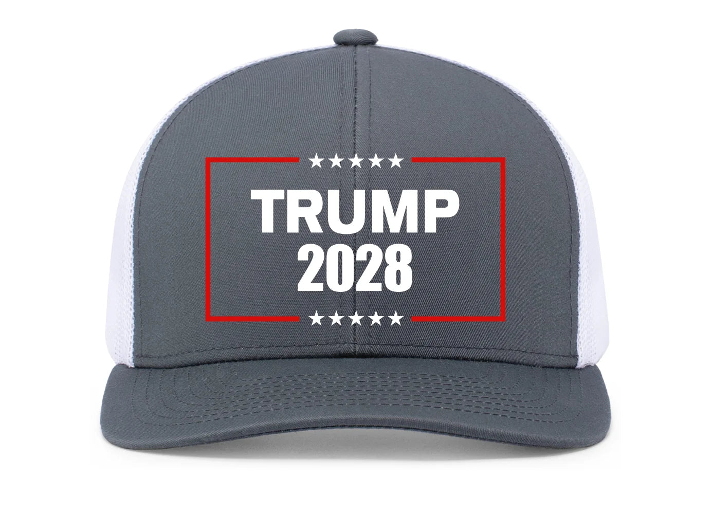 Patriot Pride Men'S Trump 2028 Stars Embroidered Snapback Trucker Hat - Mesh Back Design, Graphite/White