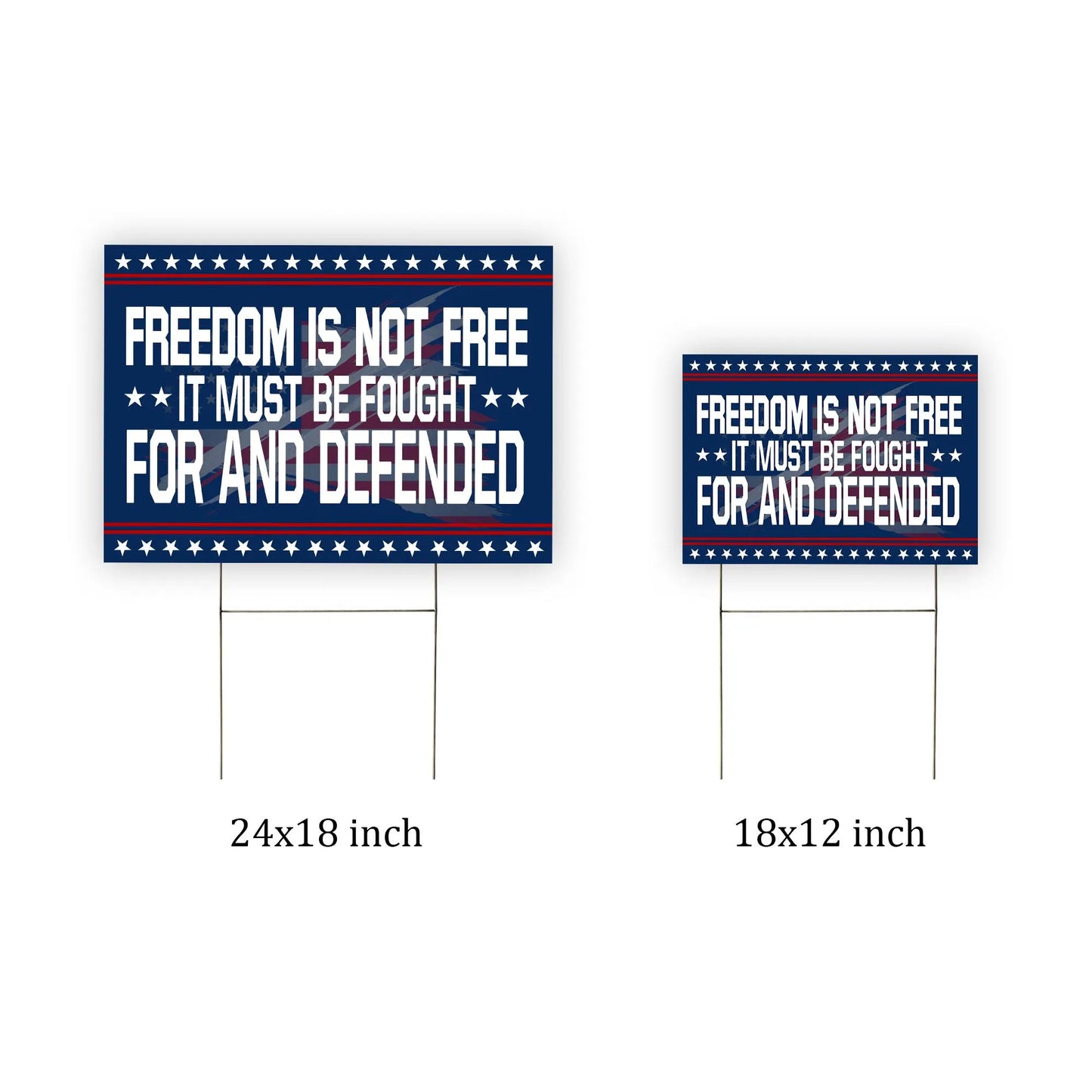 Patriotic Charlie Kirk Yard Sign, Freedom Is Not Free It Must Be Fought for and Defended, Faith-Based Yard Sign, Republican Yard Sign