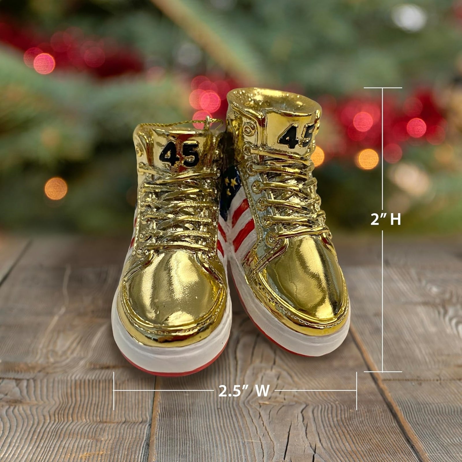 Kurt Adler Resin Trump Gold Sneaker Christmas Ornament, 3In
