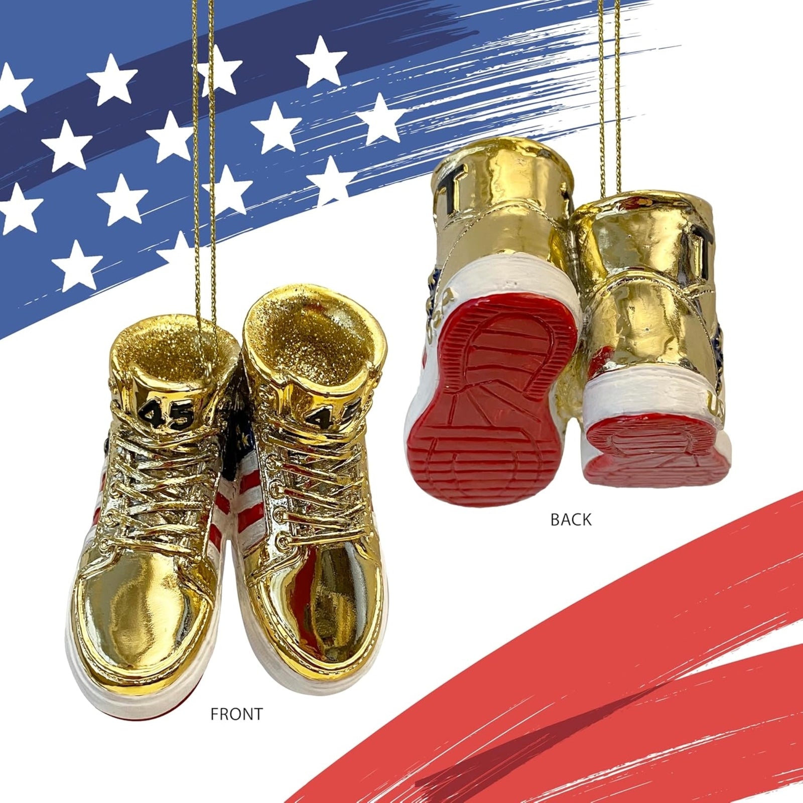 Kurt Adler Resin Trump Gold Sneaker Christmas Ornament, 3In
