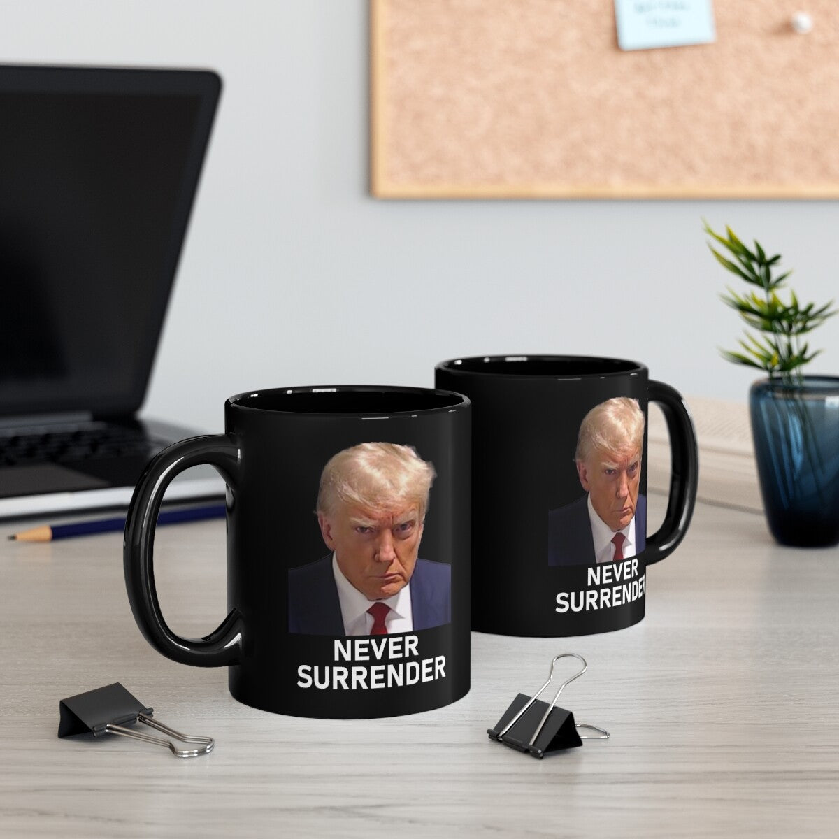 Trump Mug Shot Never Surrender Coffee Mug