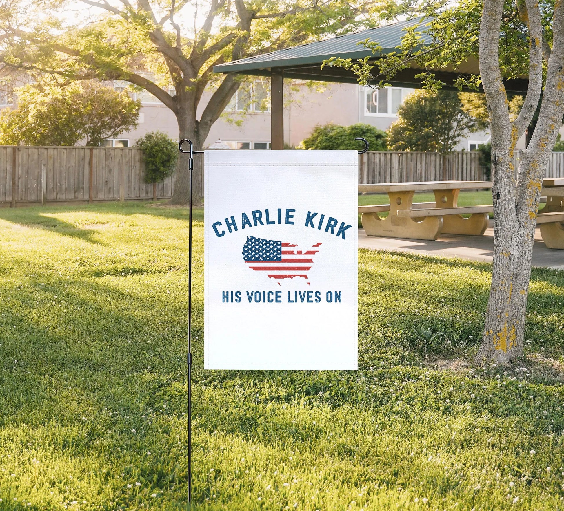 Charlie Kirk Tribute Garden Flag, Trump Supporter Garden Decor, Front Porch Patriotic Outdoor Decor Gift, Trump Vance Garden Yard Flag Sign