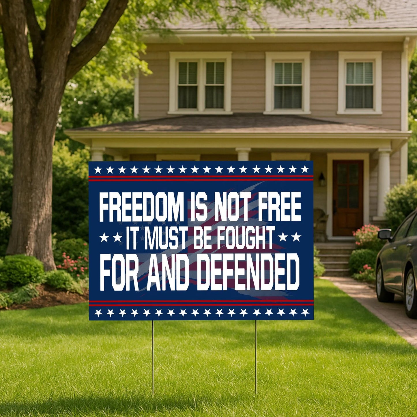 Patriotic Charlie Kirk Yard Sign, Freedom Is Not Free It Must Be Fought for and Defended, Faith-Based Yard Sign, Republican Yard Sign