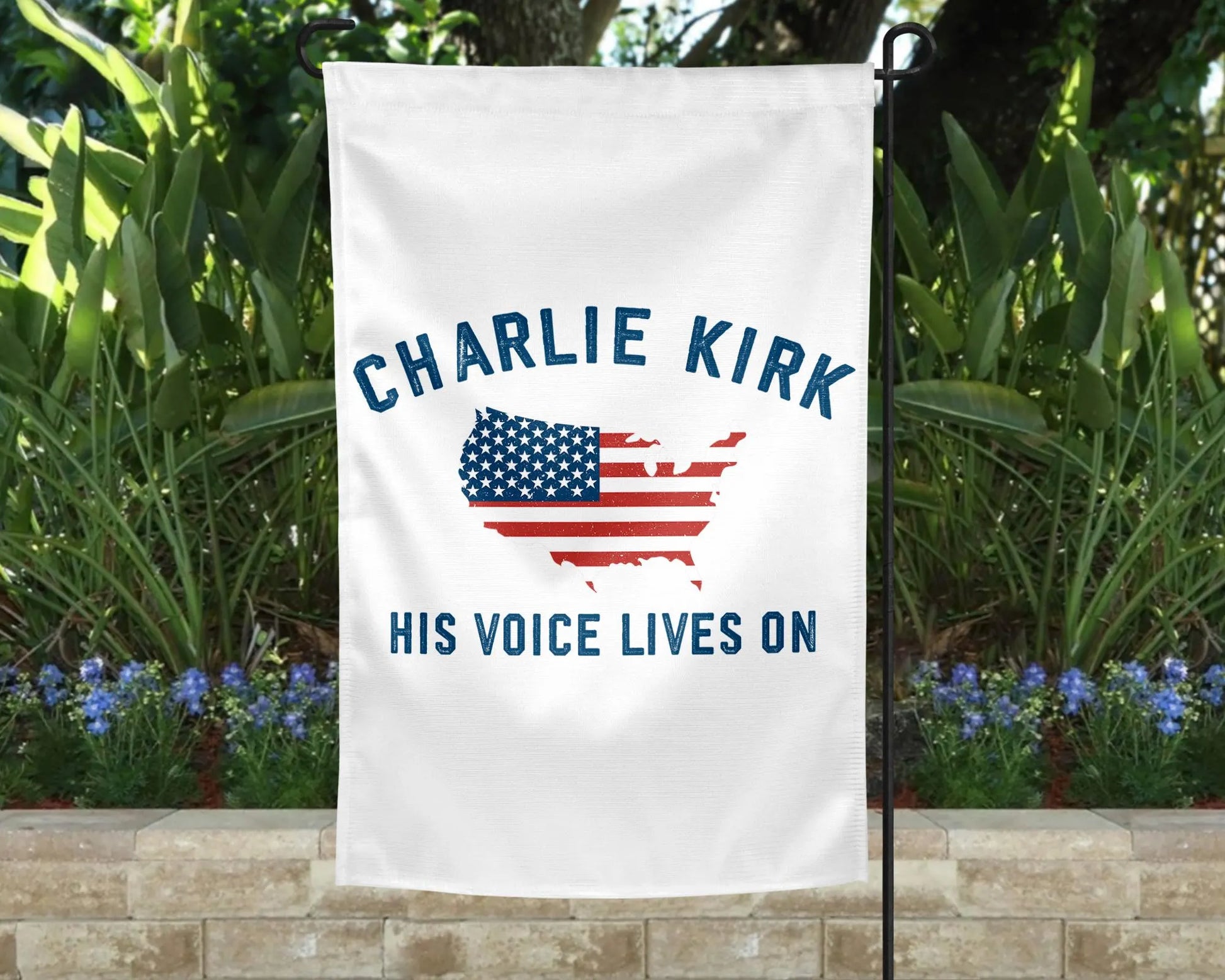 Charlie Kirk Tribute Garden Flag, Trump Supporter Garden Decor, Front Porch Patriotic Outdoor Decor Gift, Trump Vance Garden Yard Flag Sign