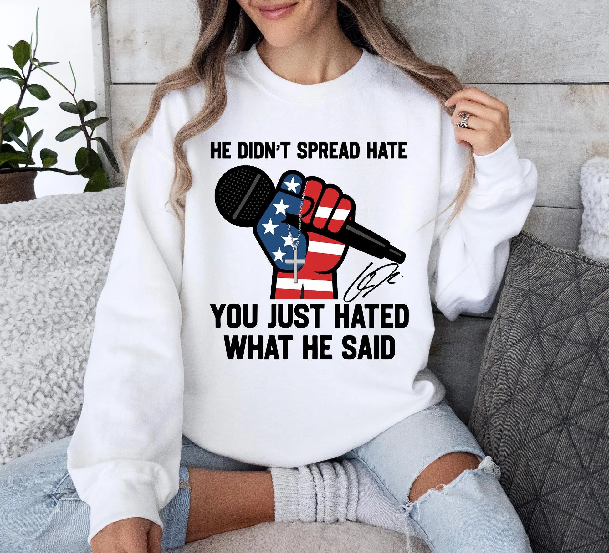 Free Speech Shirt He Didn'T Spread Hate Tee, You Will Be Missed Charlie Kirk, Patriotic Bold Quote Top, Conservative Graphic Apparel