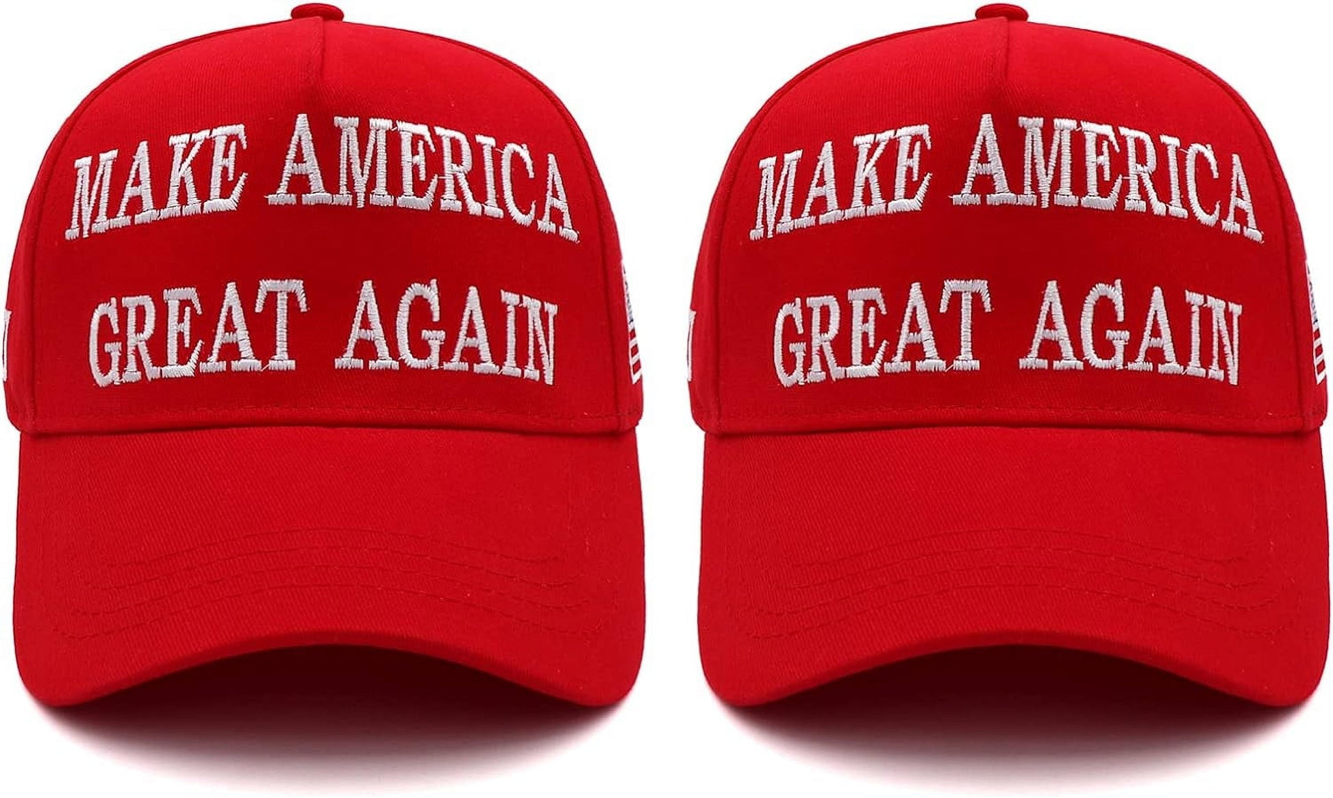 2Pc Trump 2024 MAGA Hat - Make America Great Again Donald Trump 45, 47 Presidential Campaign Red Cap with USA Flag