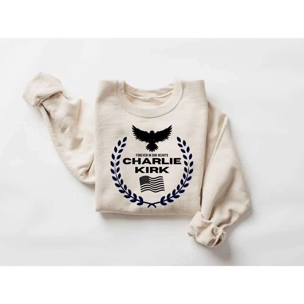 Charlie Kirk Memorial Shirt | RIP Tribute Sweatshirt and Hoodie – Forever in Our Hearts Eagle American Flag Tee - Justice for Charlie Kirk