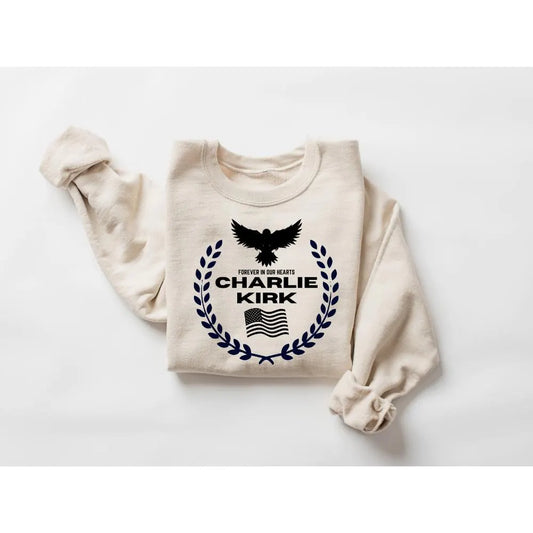 Charlie Kirk Memorial Shirt | RIP Tribute Sweatshirt and Hoodie – Forever in Our Hearts Eagle American Flag Tee - Justice for Charlie Kirk