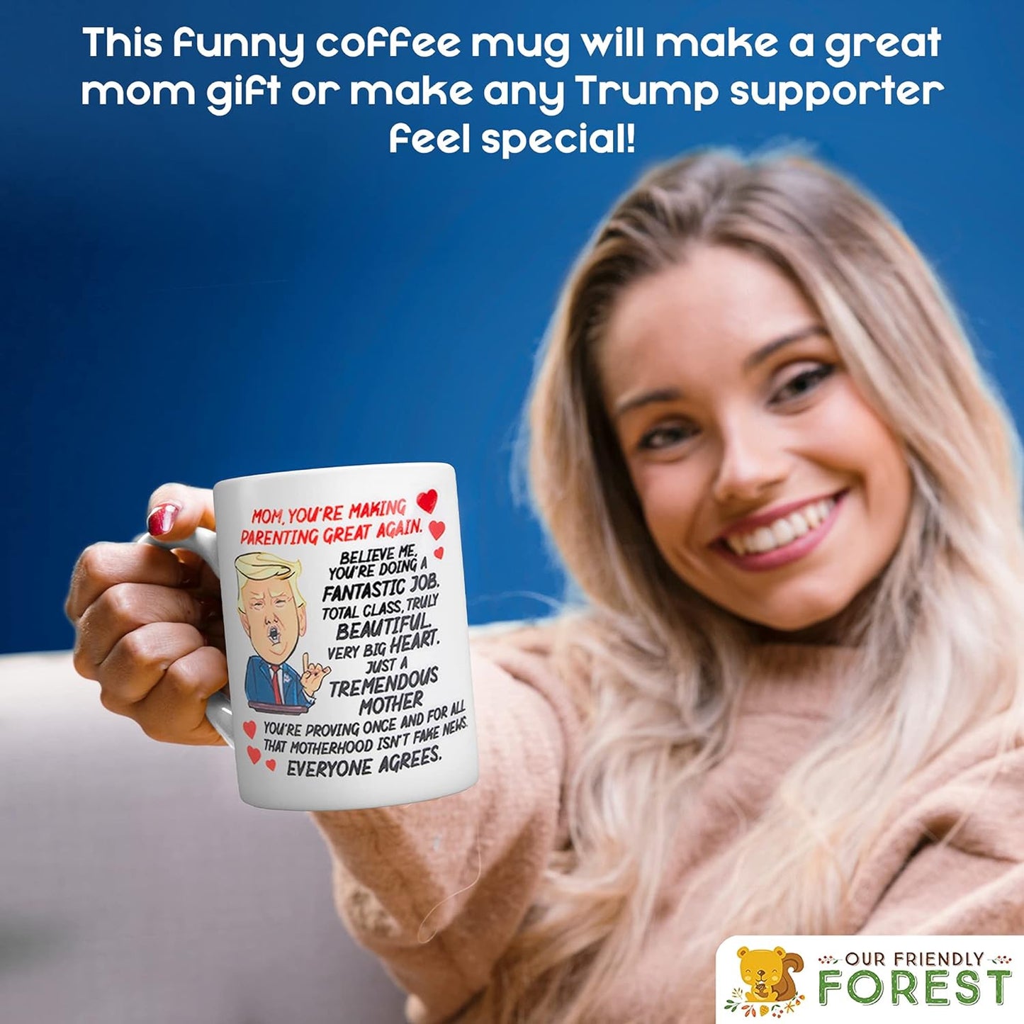 Talking Donald Trump Mug - Birthday Gifts for MOM from Daughter/Son/Husband - Moms Coffee Cup - Says 5 Lines in Trump'S REAL VOICE – Mommy Funny Mugs- Best Christmas, Mother'S Day, & Valentines Gift