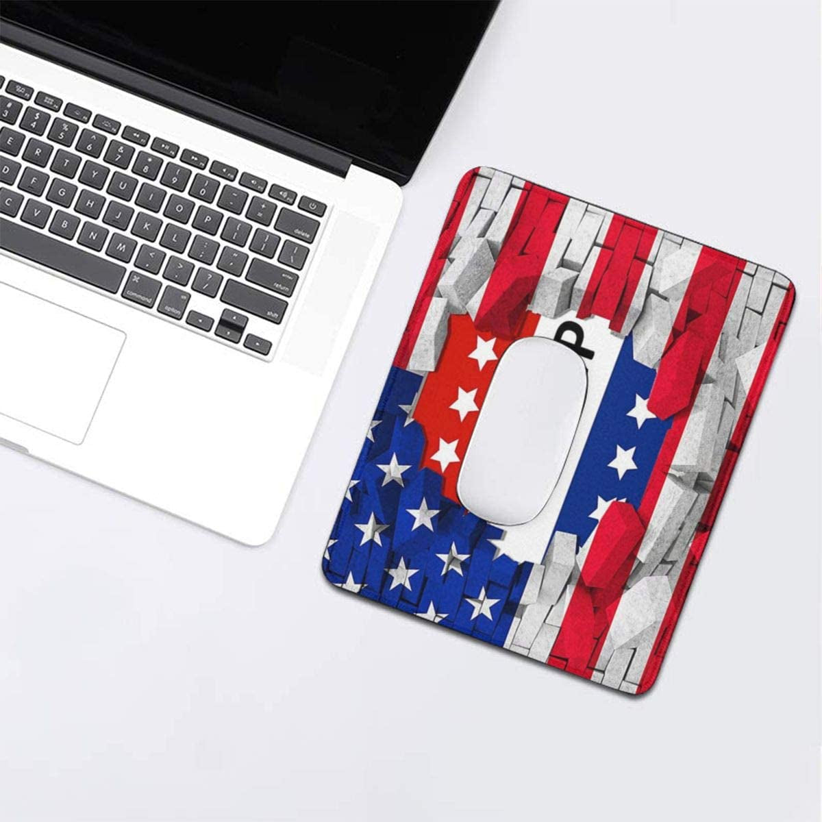 Mouse Pad American USA Trump Flag Gaming Mousepad with Stitched Edges Non-Slip Rubber Base for Computers Laptop Office & Home