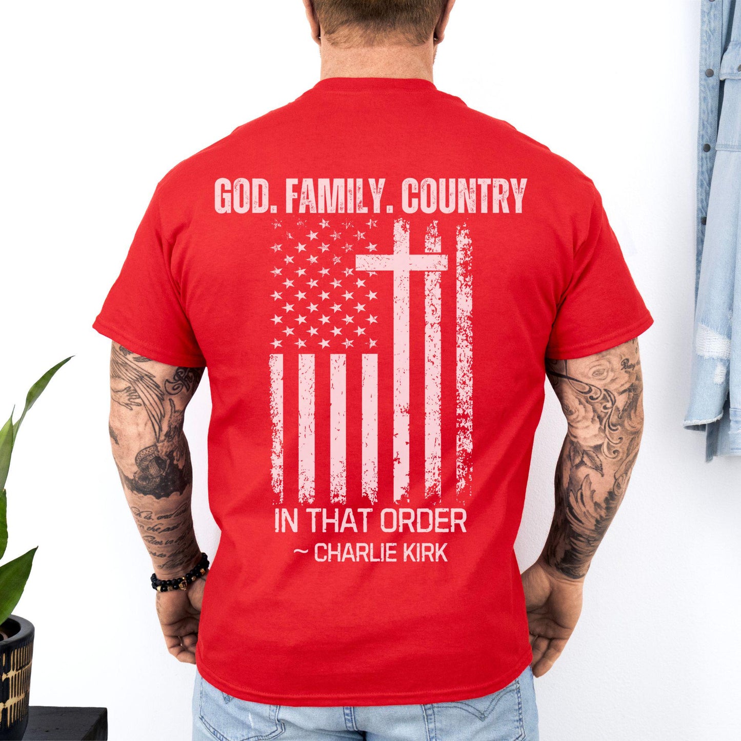 God Family Country Shirt Charlie Kirk Remembrance Tee Christian Conservative Patriotic Faith Shirt USA Freedom Gift for Believers Supporters