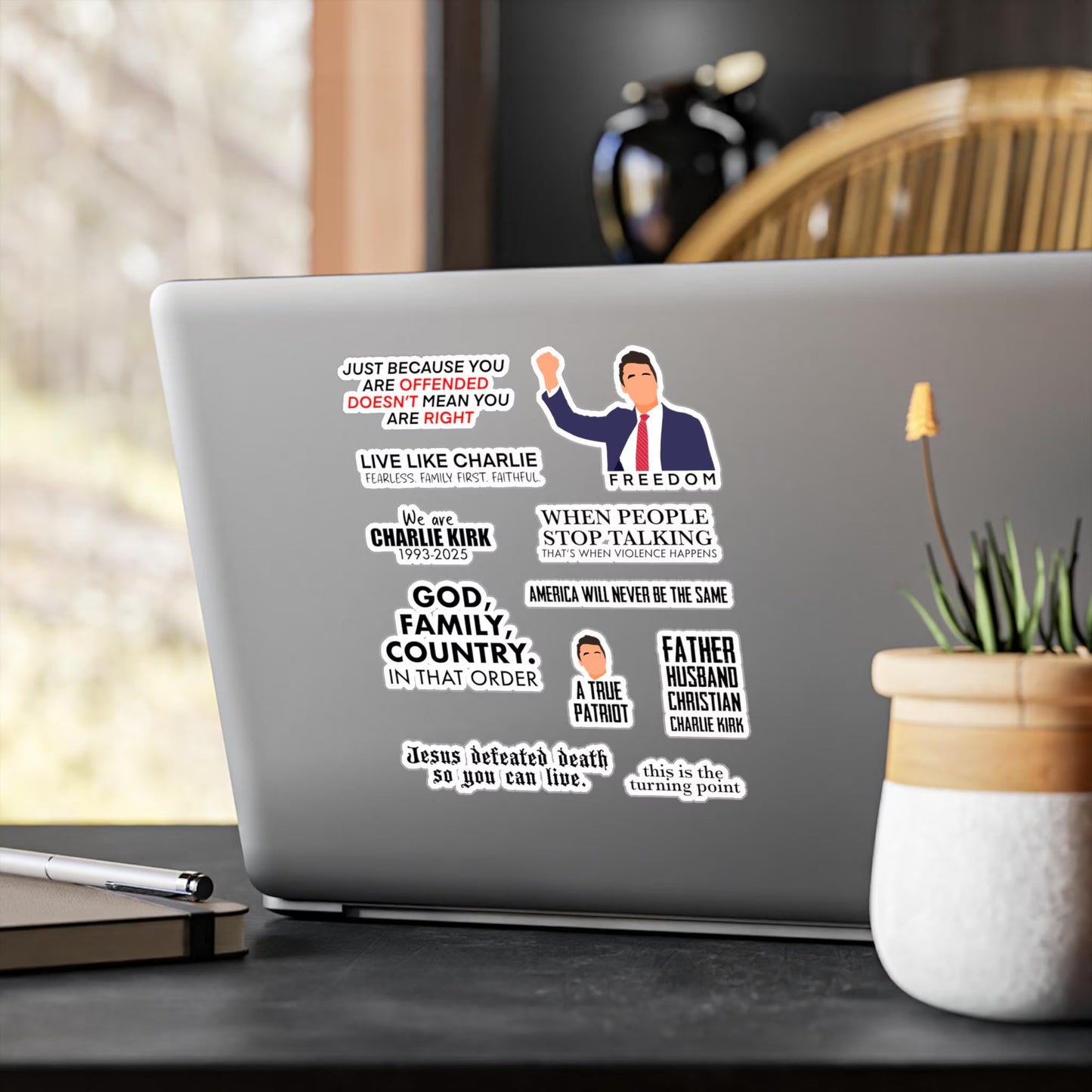 Charlie Kirk Quote Stickers: Fan Art Sticker Pack, Water Resistant