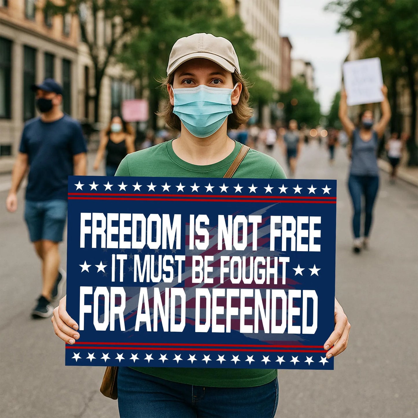 Patriotic Charlie Kirk Yard Sign, Freedom Is Not Free It Must Be Fought for and Defended, Faith-Based Yard Sign, Republican Yard Sign