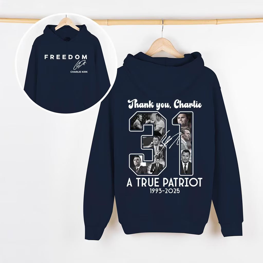 Freedom Charlie Kirk Memorial Shirt – Thank You Charlie 31 True Patriot 1993-2025 Tribute Tee USA Supporter T-Shirt