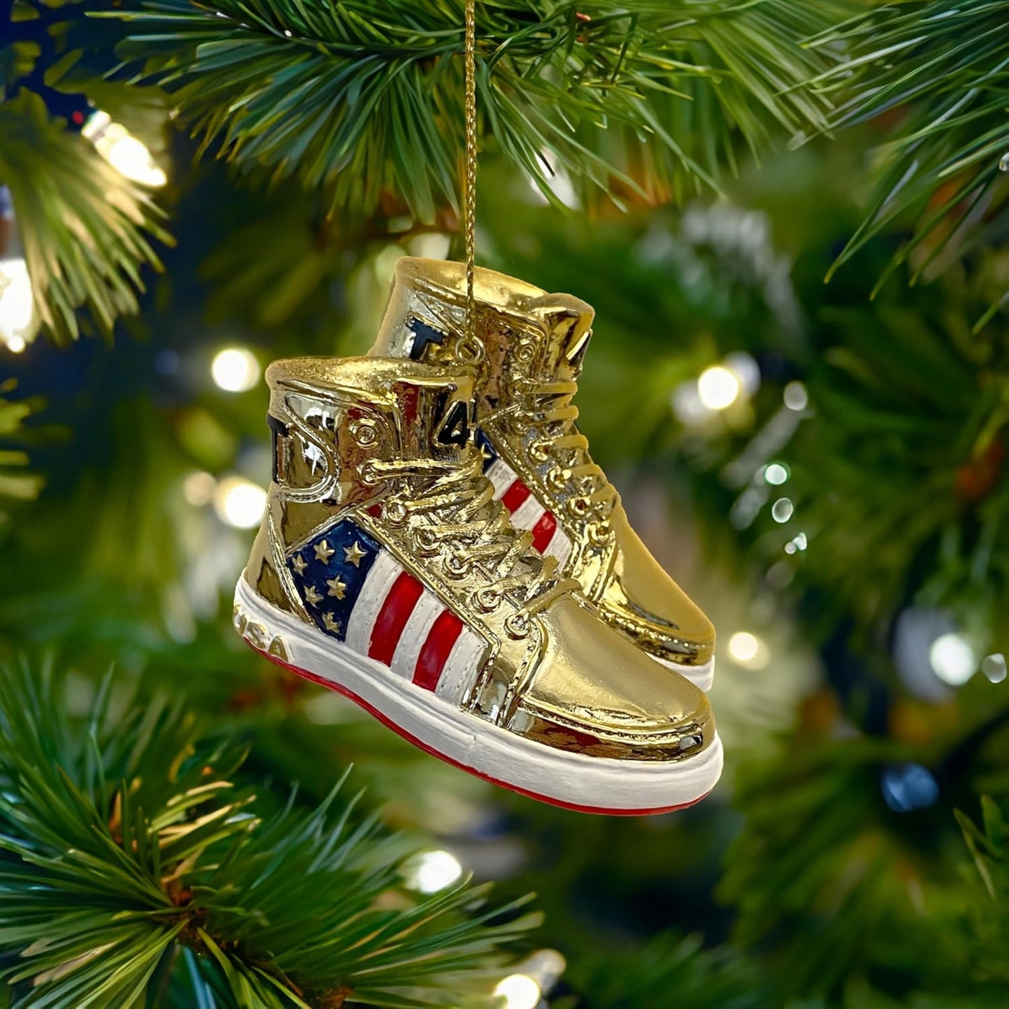 Kurt Adler Resin Trump Gold Sneaker Christmas Ornament, 3In