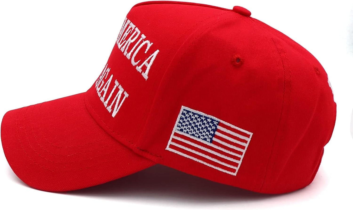 2Pc Trump 2024 MAGA Hat - Make America Great Again Donald Trump 45, 47 Presidential Campaign Red Cap with USA Flag
