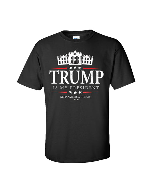 Political Trump Is My President Keep America Great Adult Short Sleeve T-Shirt-Black-Medium