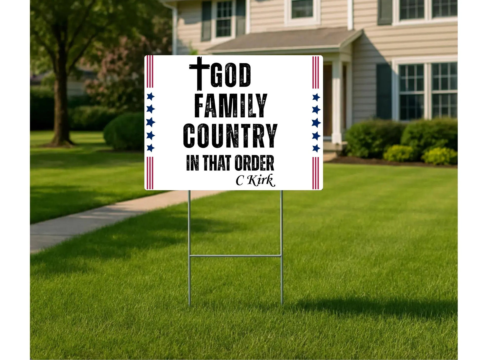 God Family Country in That Order Yard Sign, Justice for Charlie Kirk Yard Sign, RIP Charlie Kirk Yard Sign 24X18''