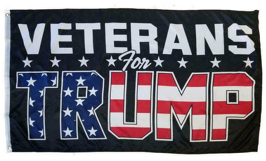 Veterans for Trump 2024 3'X5' BLACK Flag USA PATRIOTIC REINFORCED STITCHING