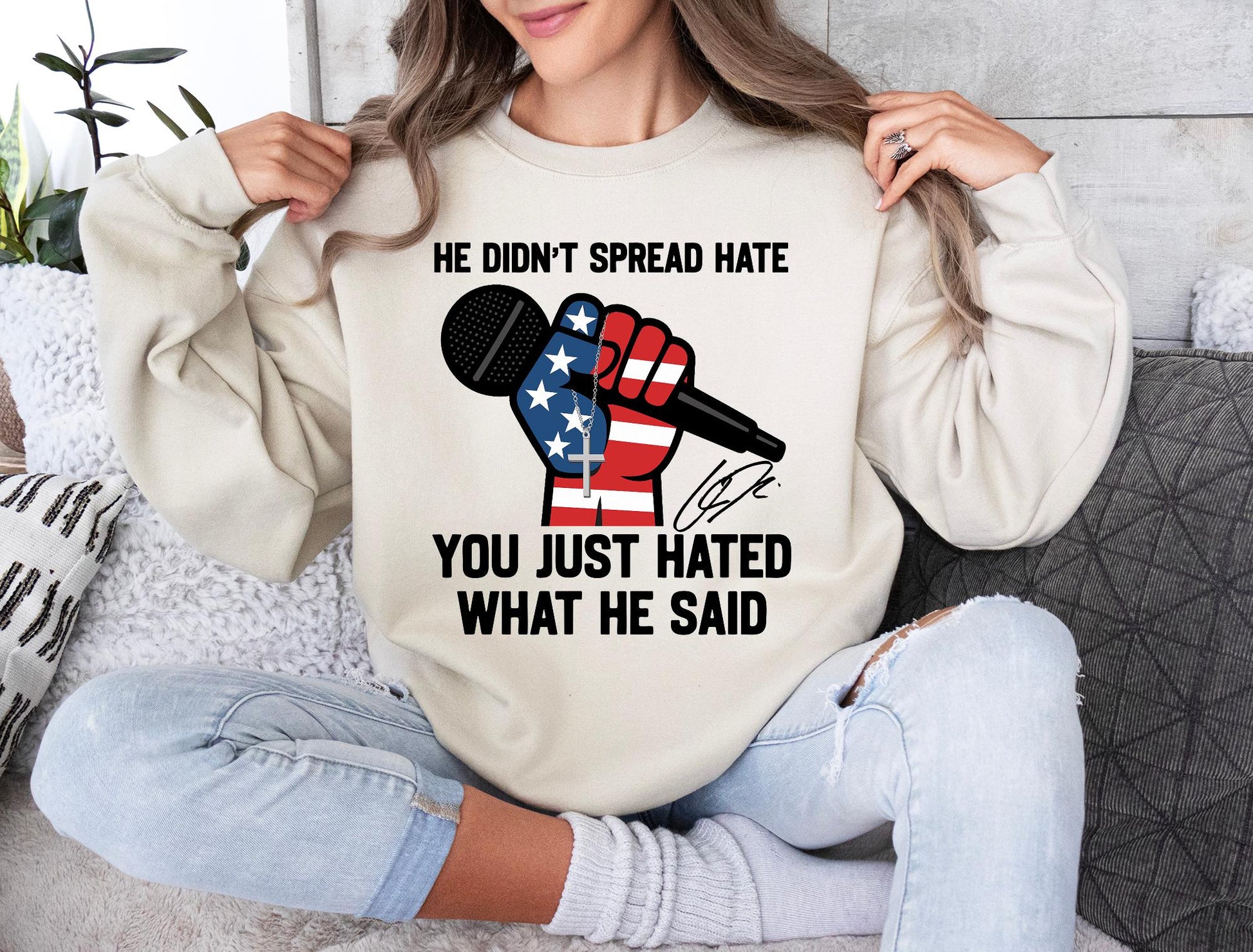 Free Speech Shirt He Didn'T Spread Hate Tee, You Will Be Missed Charlie Kirk, Patriotic Bold Quote Top, Conservative Graphic Apparel