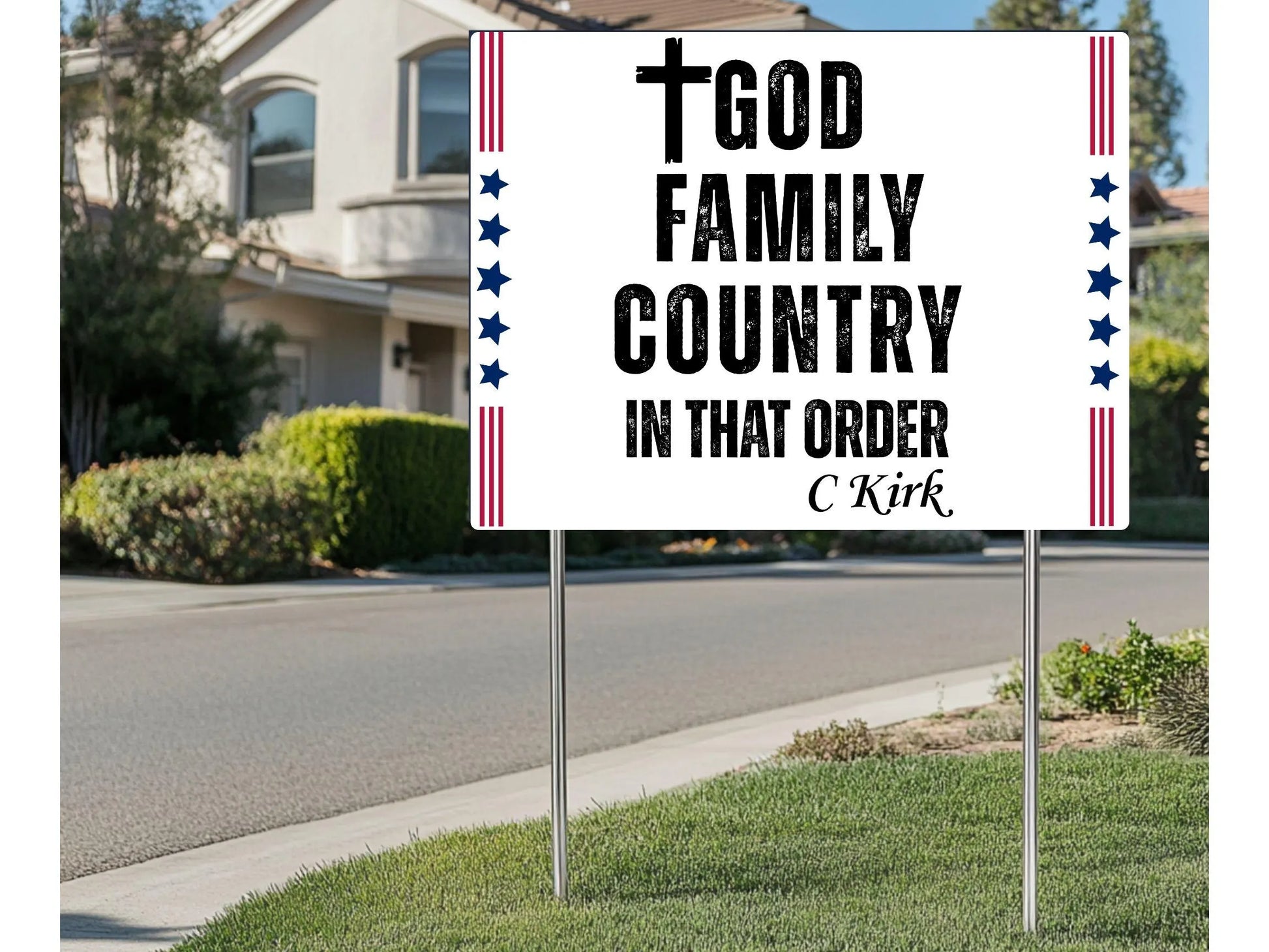 God Family Country in That Order Yard Sign, Justice for Charlie Kirk Yard Sign, RIP Charlie Kirk Yard Sign 24X18''