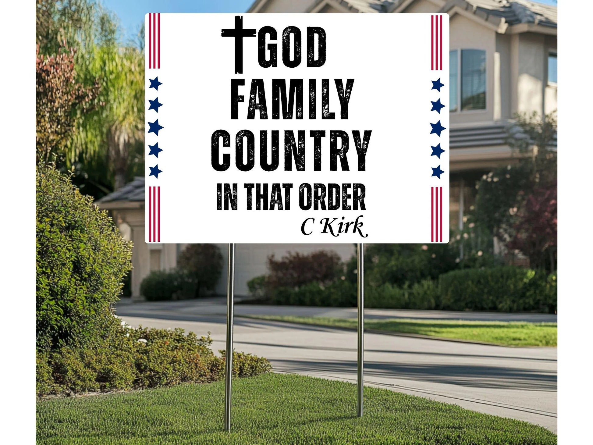 God Family Country in That Order Yard Sign, Justice for Charlie Kirk Yard Sign, RIP Charlie Kirk Yard Sign 24X18''