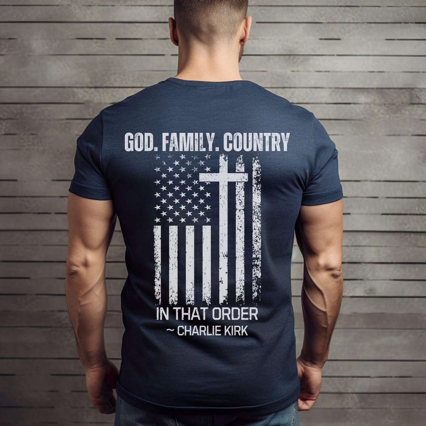 God Family Country Shirt Charlie Kirk Remembrance Tee Christian Conservative Patriotic Faith Shirt USA Freedom Gift for Believers Supporters