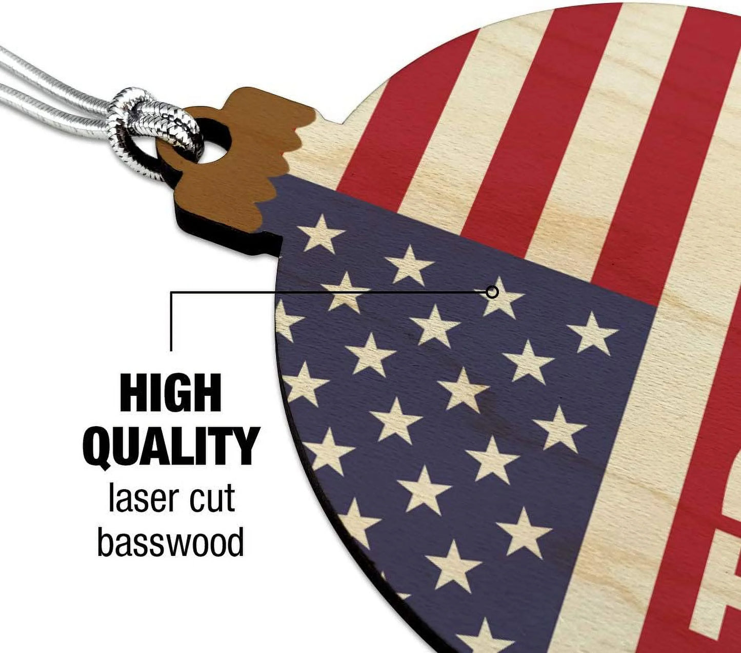 President Trump American Flag Wood Christmas Tree Holiday Ornament
