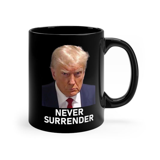 Trump Mug Shot Never Surrender Coffee Mug