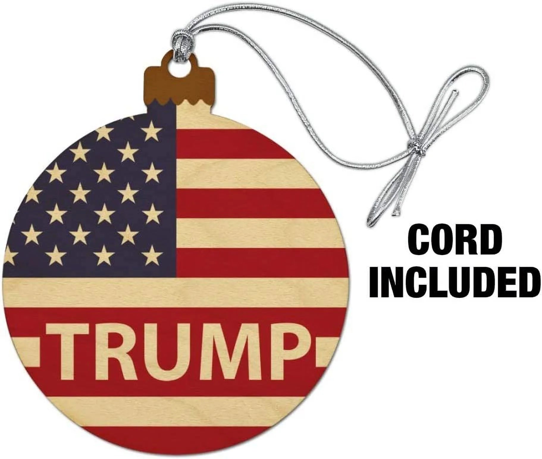 President Trump American Flag Wood Christmas Tree Holiday Ornament