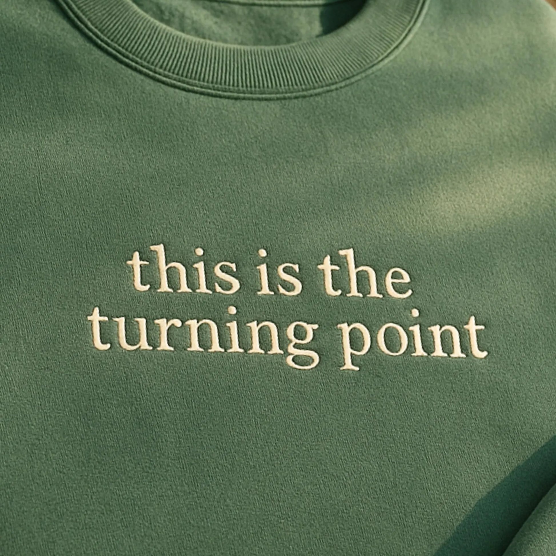 Charlie Kirk Embroidered Sweatshirt – "This Is the Turning Point Quote" Shirt, Political Statement Tee, Patriotic Protest Top