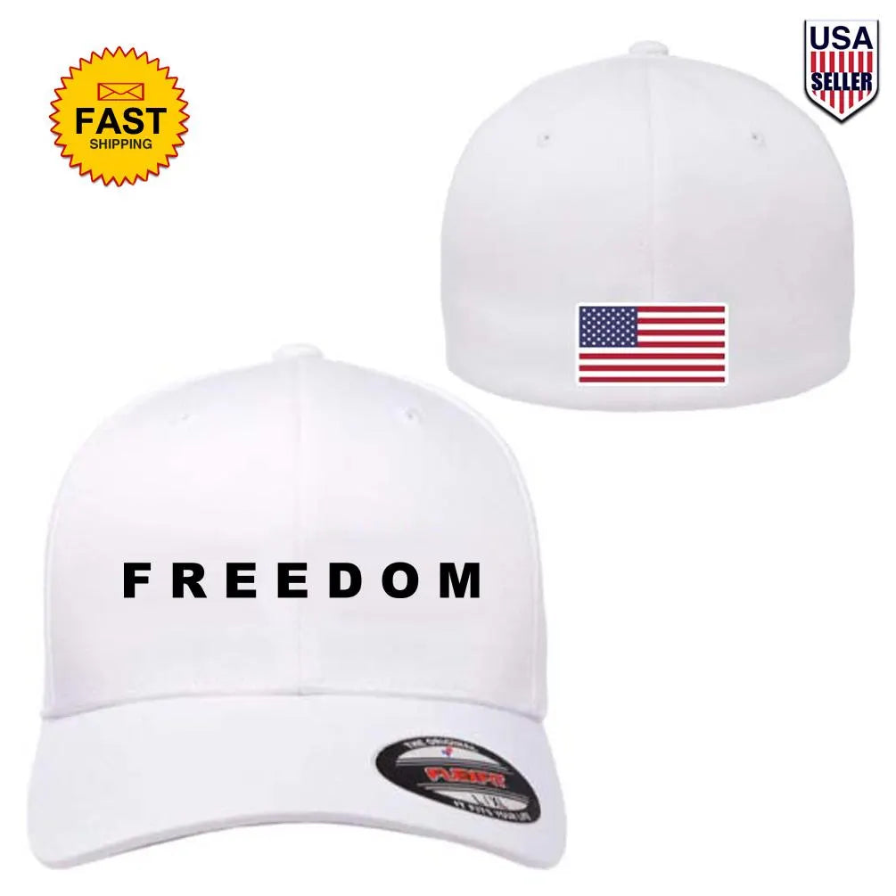 FREEDOM Support for Charlie Kirk Embroidered Flexfit Fitted Hat Patriotic Cap