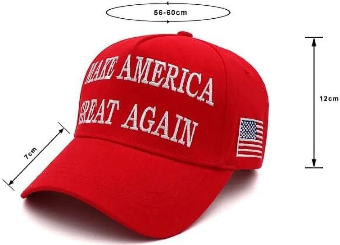 2Pc Trump 2024 MAGA Hat - Make America Great Again Donald Trump 45, 47 Presidential Campaign Red Cap with USA Flag