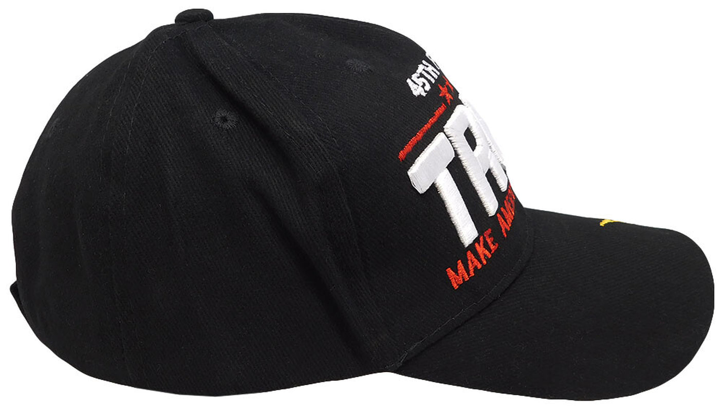 45Th President Trump MAGA Signature 2024 Black Cotton Embroidered Cap Hat