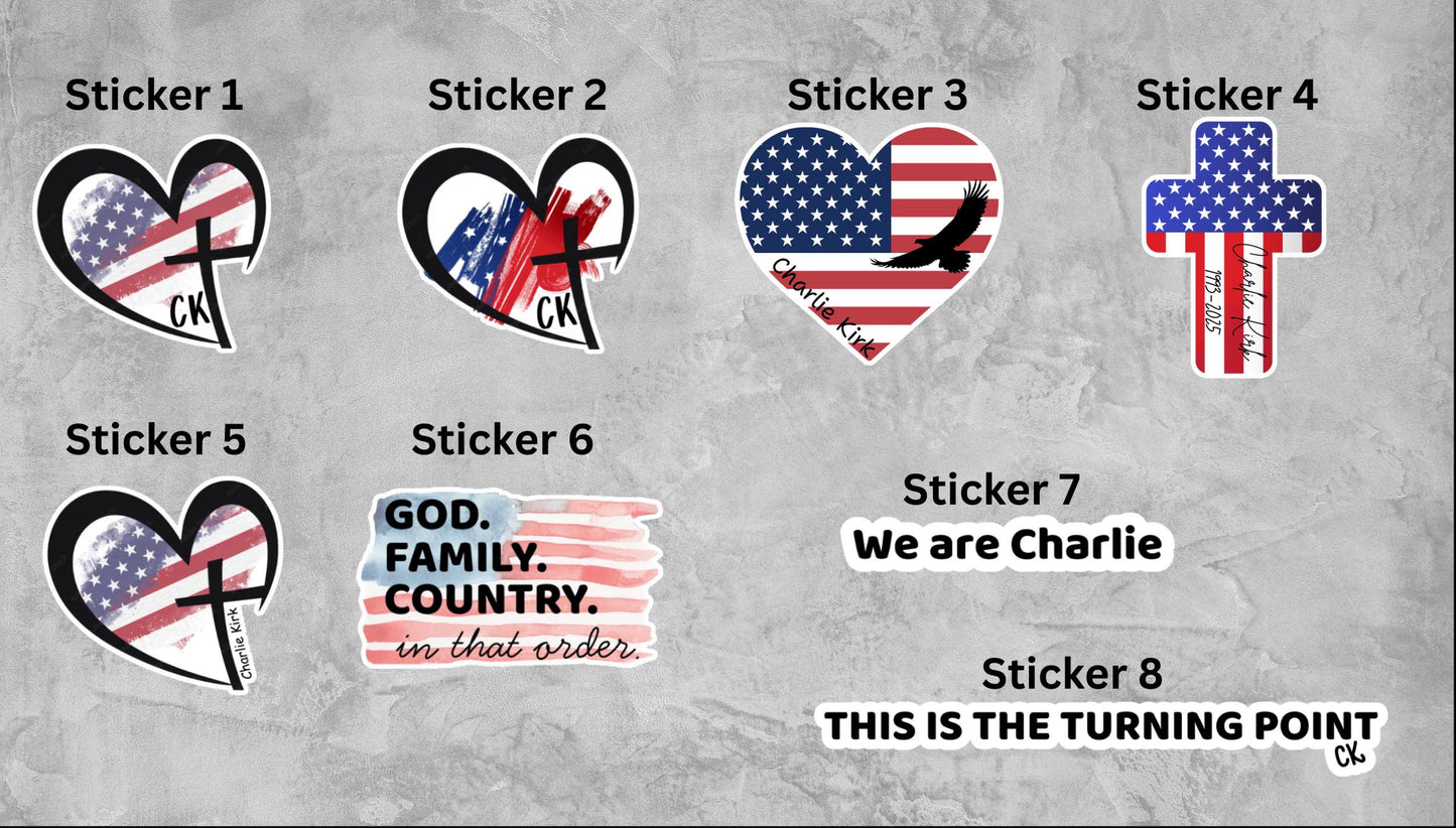 Charlie Kirk Inspired Sticker | Waterproof Vinyl | Water Bottles | Binders | Laptops |