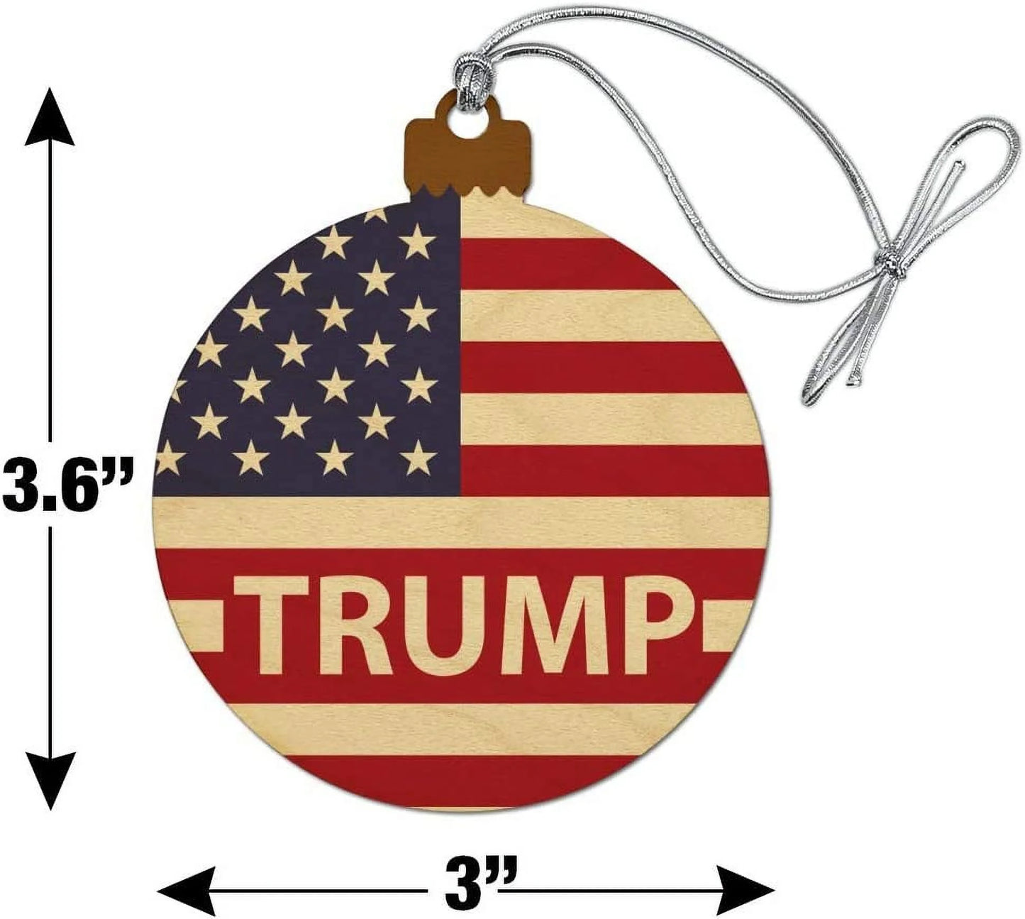 President Trump American Flag Wood Christmas Tree Holiday Ornament