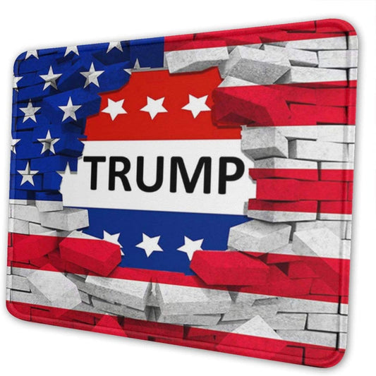 Mouse Pad American USA Trump Flag Gaming Mousepad with Stitched Edges Non-Slip Rubber Base for Computers Laptop Office & Home