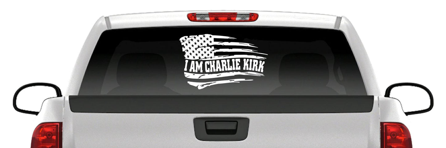 I Am Charlie Kirk Flag Sticker Vinyl Decal Car Truck