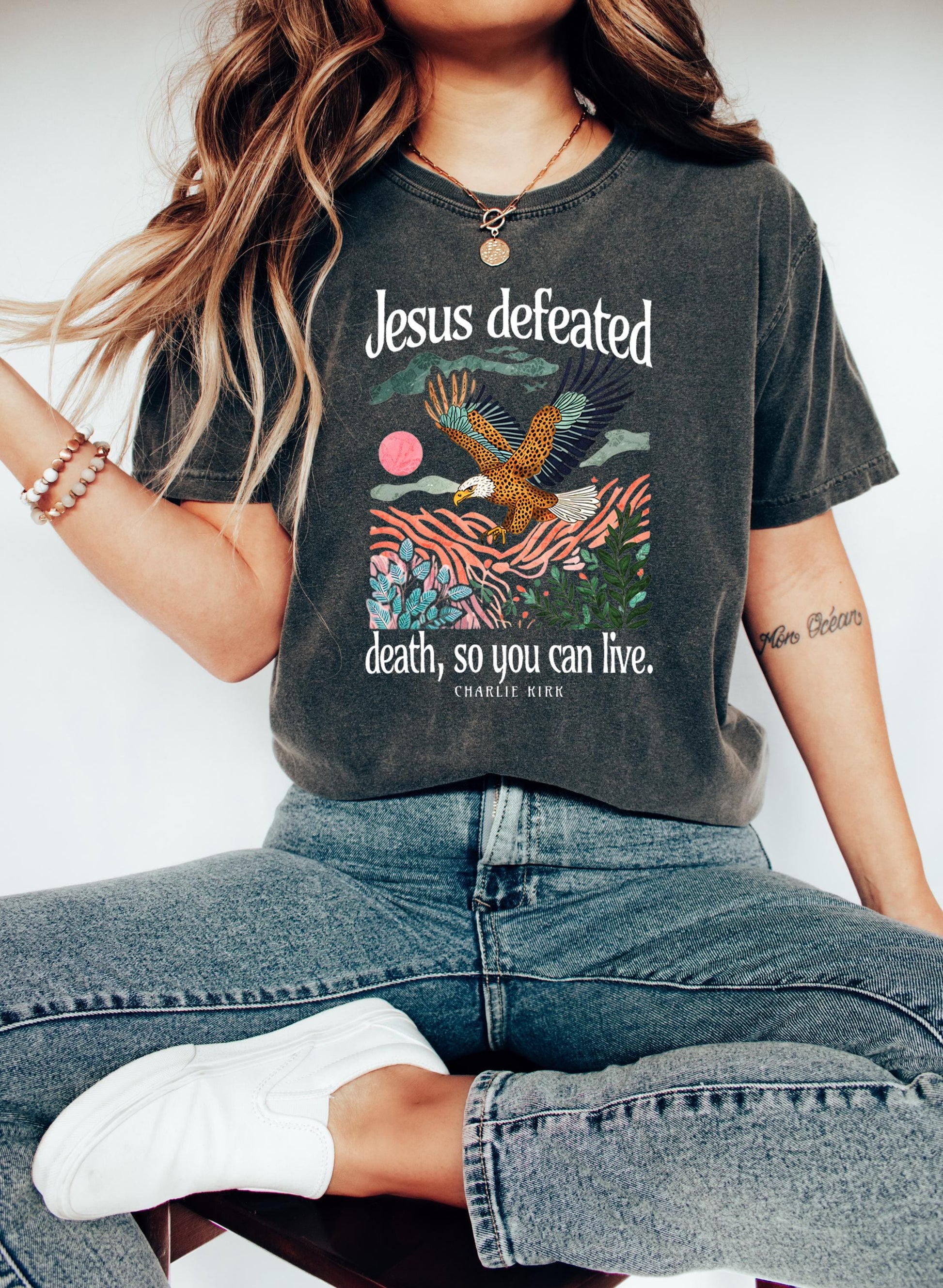 Charlie Kirk Shirt, Jesus Defeated Death so You Can Live Shirt, I Am Charlie Kirk, in Memory of Charlie Kirk