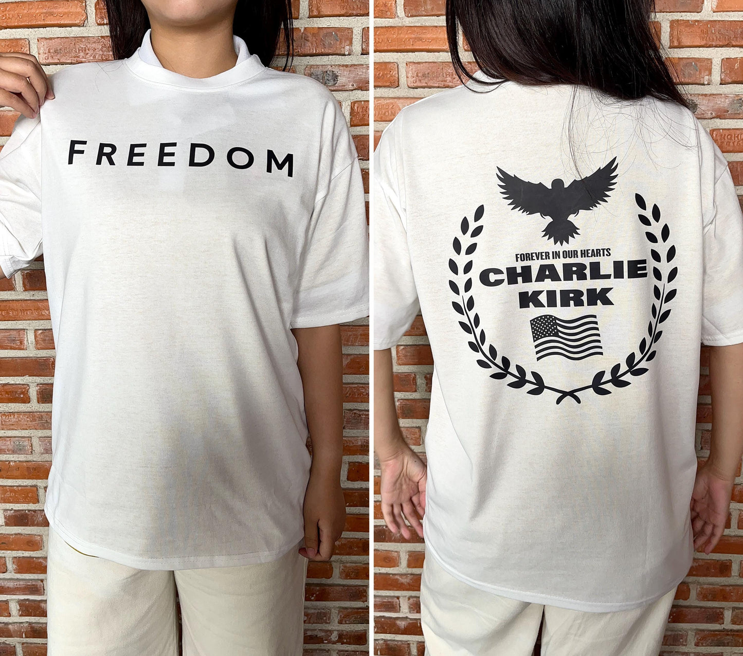Freedom Charlie Kirk a True American Patriot Eagle Wreath “Forever in Our Hearts” T-Shirt, Prayers up for Charlie, Human Rights Shirt