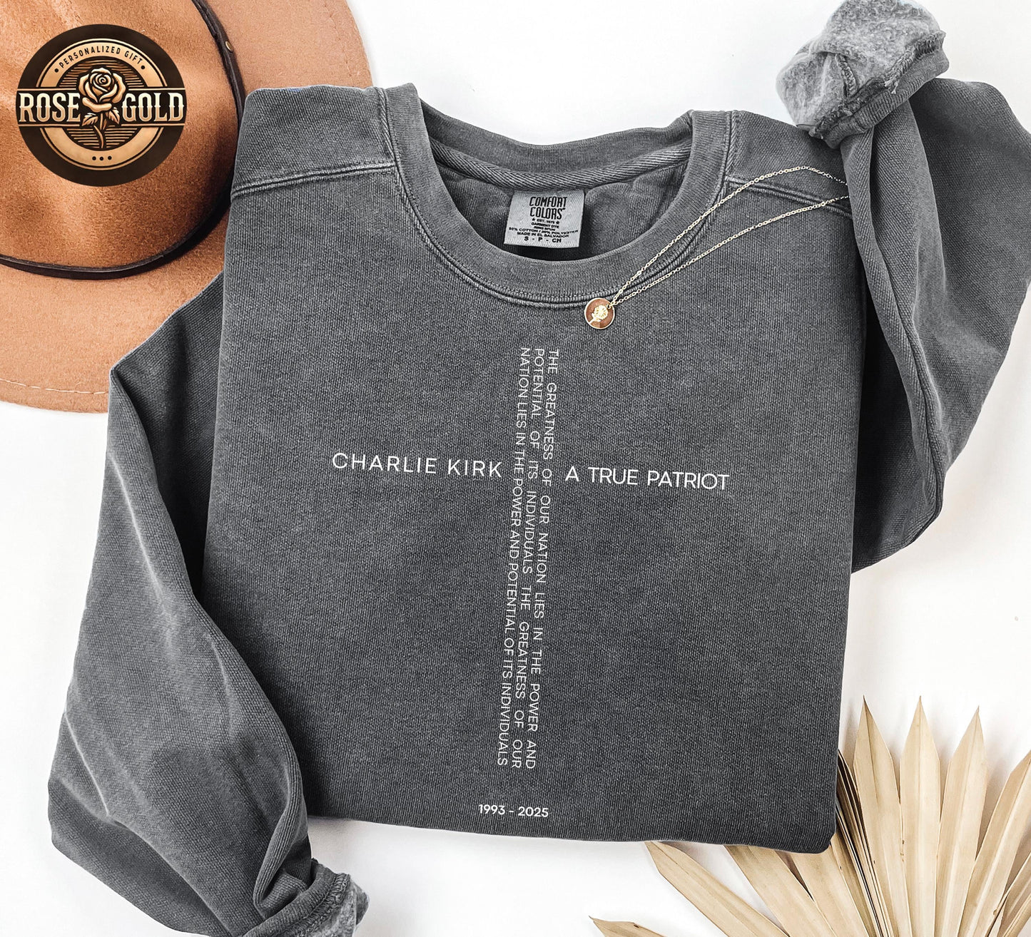 Comfort Colors® Charlie Kirk a True Patriot Shirt, Christian Cross Shirt, Charlie Kirk Sweatshirt, Justice for Charlie Kirk, Freedom Sweater
