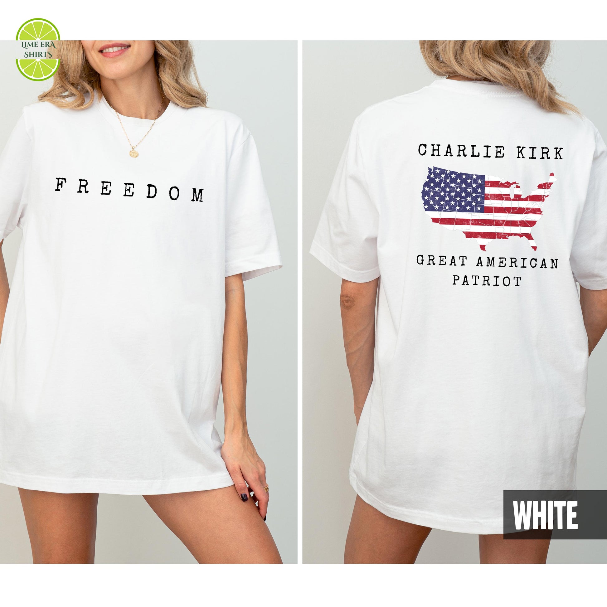 Great Amreican Patriot Charlie Kirk Freedom Hoodie, Sweatshirt, T-Shirt: Front and Back Design