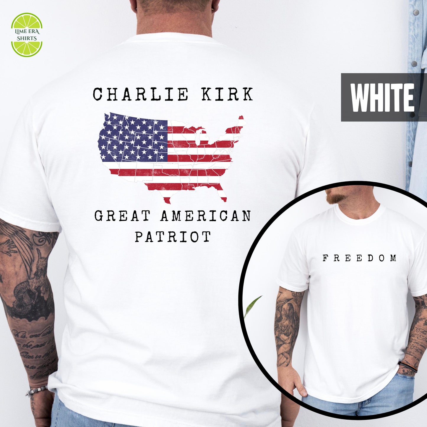 Great Amreican Patriot Charlie Kirk Freedom Hoodie, Sweatshirt, T-Shirt: Front and Back Design