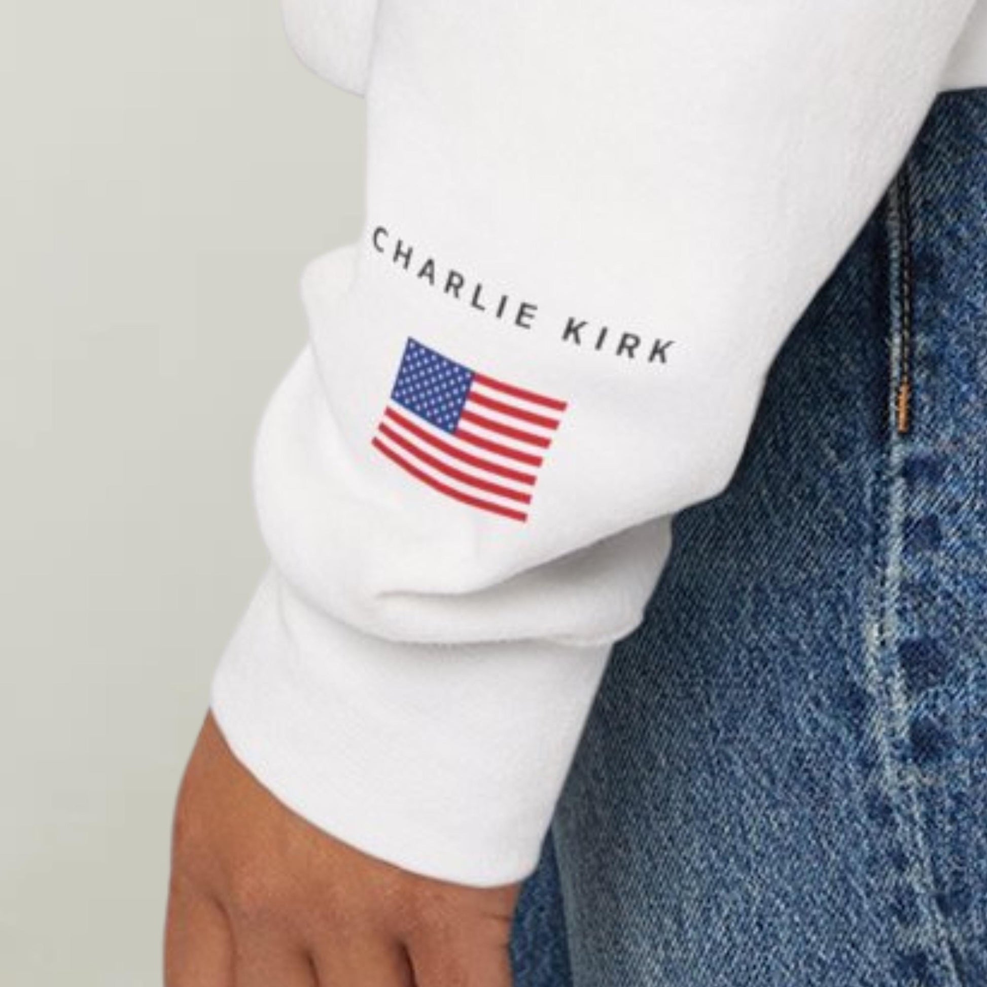 Sleeve Design Charlie Kirk Freedom Sweatshirt, Freedom Sweatshirt, Charlie Kirk Sweatshirt, Turning Point, Charlie Kirk, Crewneck Hoodie