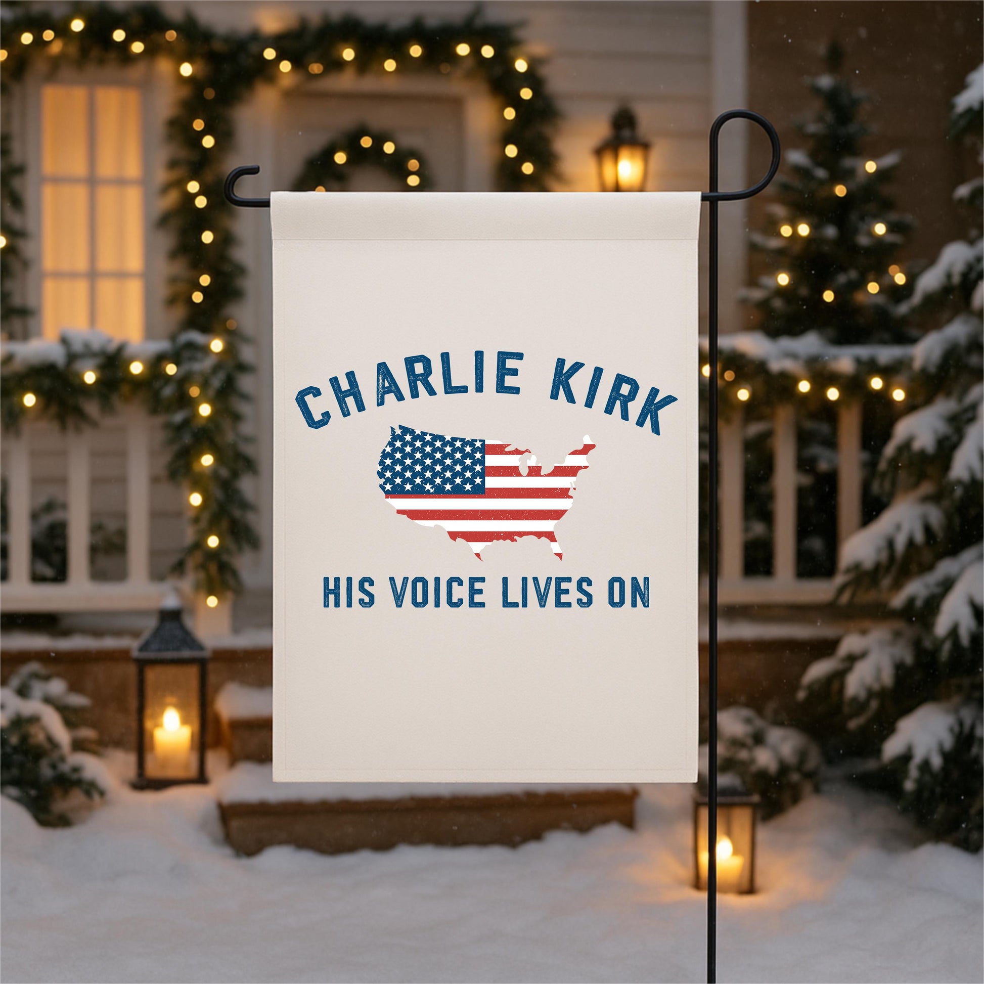 Charlie Kirk Tribute Garden Flag, Trump Supporter Garden Decor, Front Porch Patriotic Outdoor Decor Gift, Trump Vance Garden Yard Flag Sign