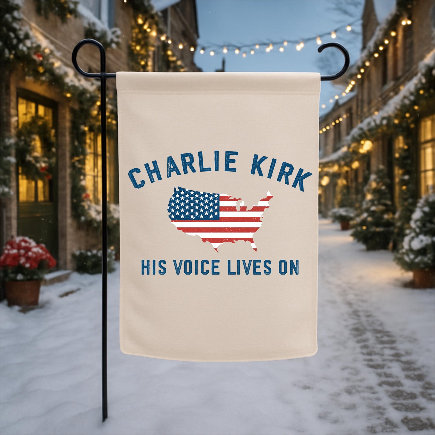 Charlie Kirk Tribute Garden Flag, Trump Supporter Garden Decor, Front Porch Patriotic Outdoor Decor Gift, Trump Vance Garden Yard Flag Sign