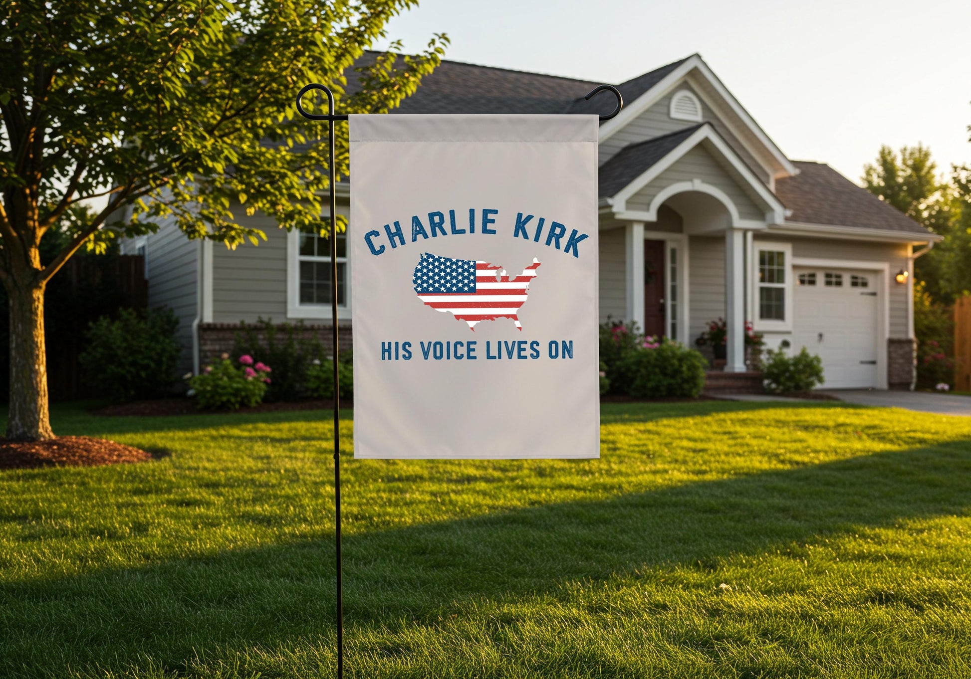 Charlie Kirk Tribute Garden Flag, Trump Supporter Garden Decor, Front Porch Patriotic Outdoor Decor Gift, Trump Vance Garden Yard Flag Sign